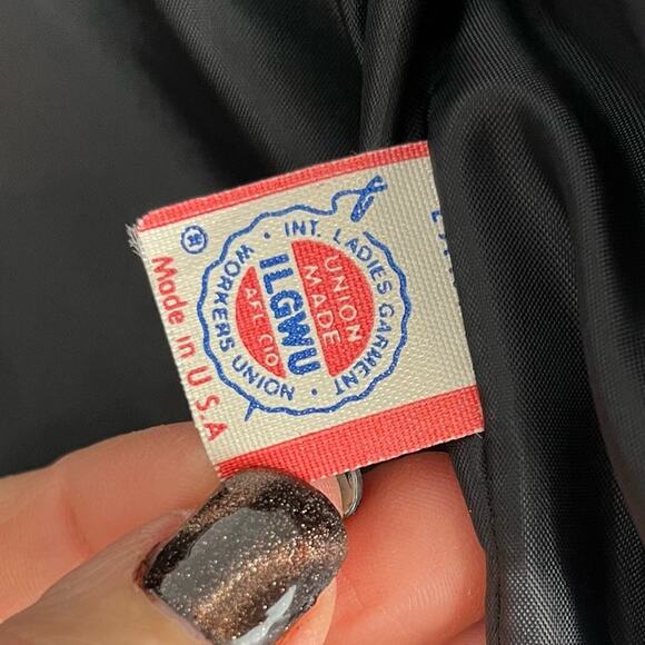 Vintage Lilli Ann Coat Blazer Union Label Black White Plaid Tweed Preppy Boho - Picture 11 of 11